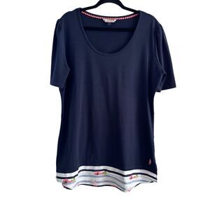 Jack Murphy Floral Trim Short Sleeve Crew Neck Shirt Women's US Size L 14‎